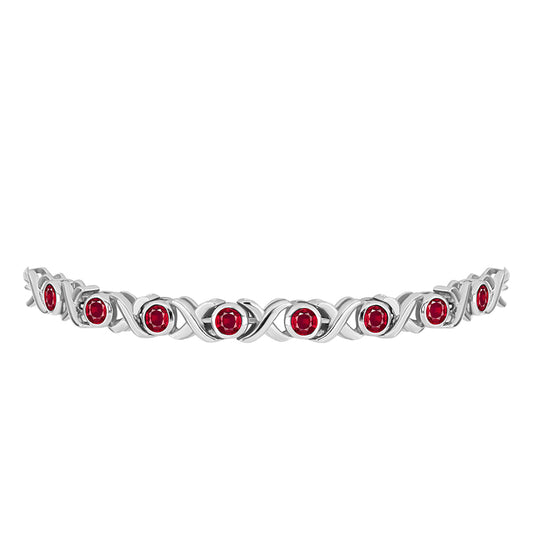 Pulseira de Prata com Rubi de Madagáscar  Contraste: Cabeca de Veado (800)