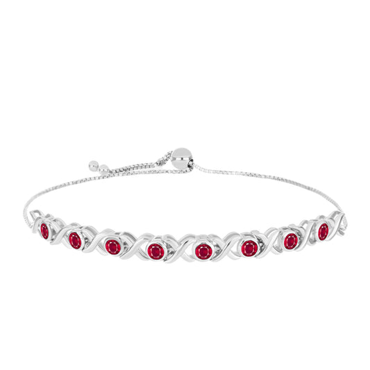Pulseira de Prata com Rubi de Madagáscar  Contraste: Cabeca de Veado (800)