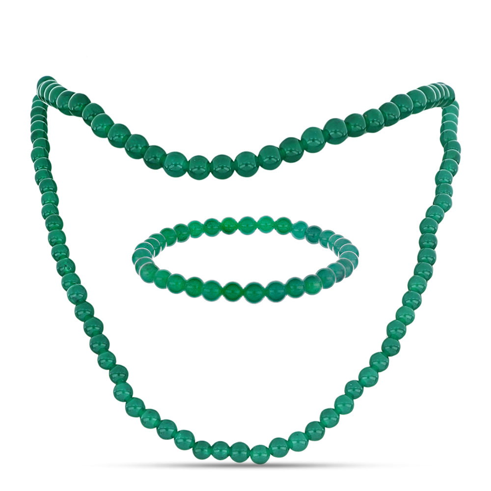 Conjunto com Calcedônia Verde ( Colar+Pulseira )