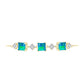 Pulseira de Prata com Banho de Ouro com Opala Azul Paraib da Etiópia e Topázio Branco  Contraste: Cabeca de Veado (800)