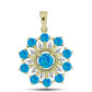 Pendente de Prata com Banho de Ouro com Opala Azul Paraib da Etiópia e Topázio Branco