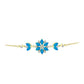 Pulseira de Prata com Banho de Ouro com Opala Azul Paraib da Etiópia e Topázio Branco  Contraste: Cabeca de Veado (800)