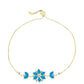 Pulseira de Prata com Banho de Ouro com Opala Azul Paraib da Etiópia e Topázio Branco  Contraste: Cabeca de Veado (800)