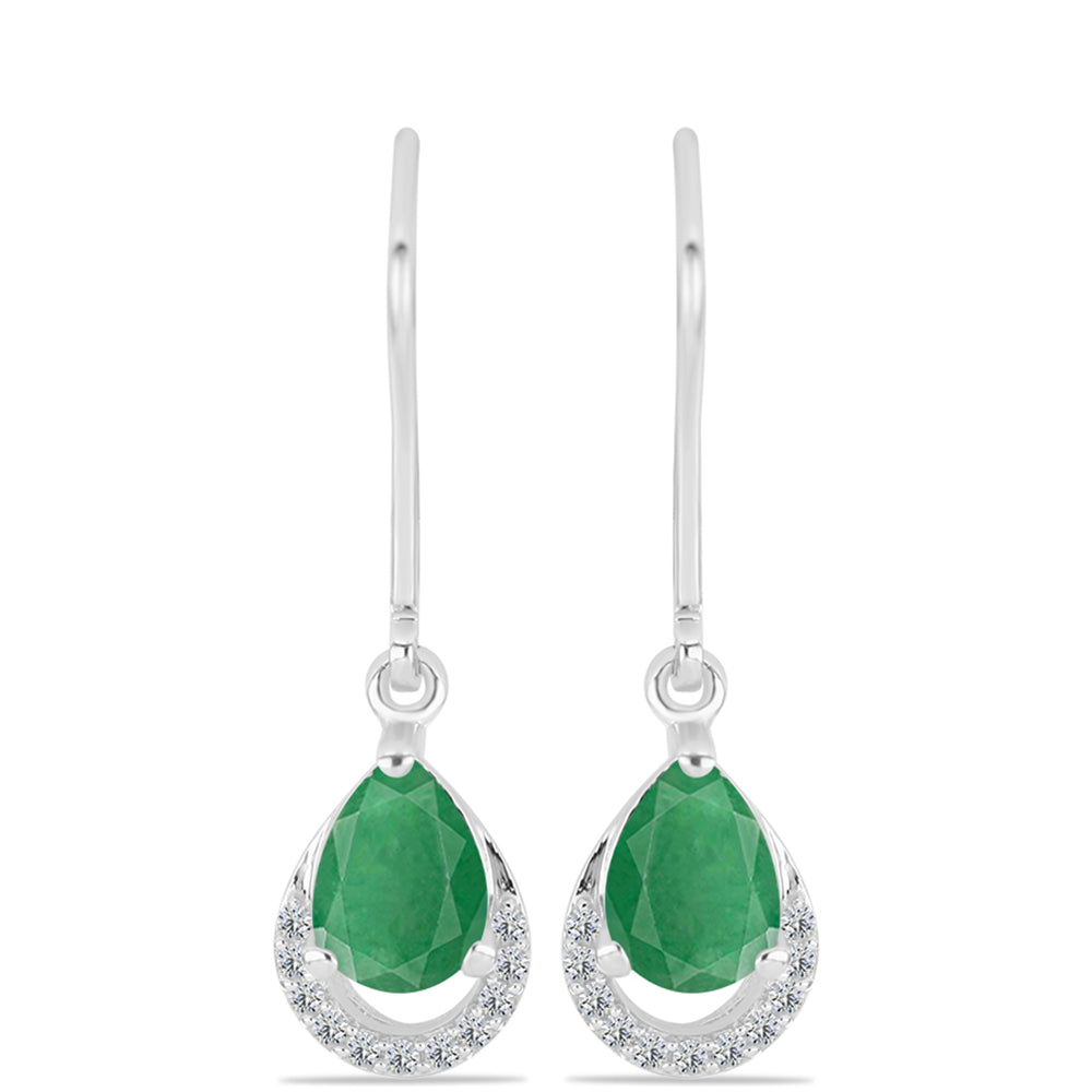 Brincos de Prata com Esmeralda do Brasil e Topázio Branco