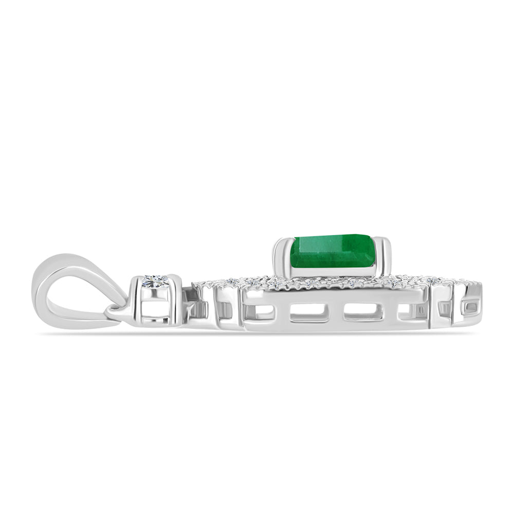 Pendente de Prata com Esmeralda do Brasil e Topázio Branco  Contraste: Cabeca de Veado (800) 2 