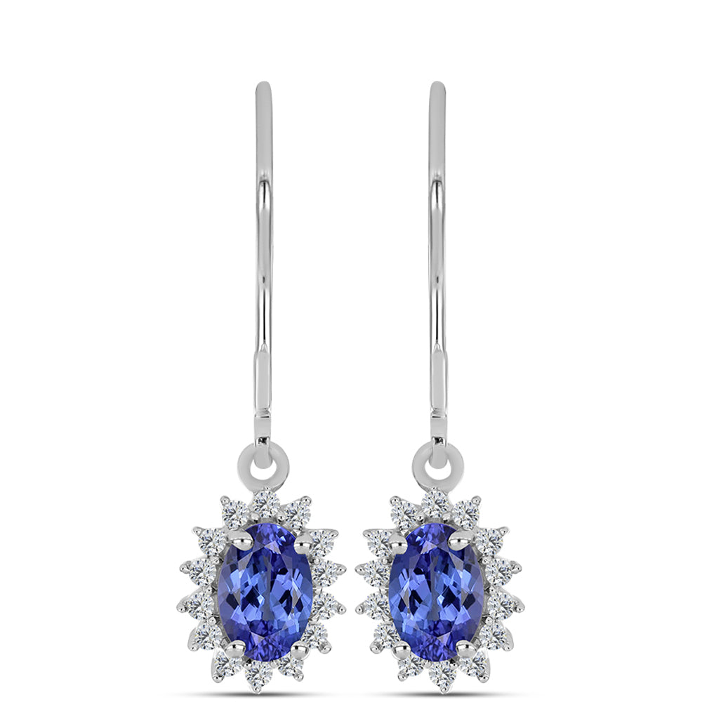 Brincos de Prata com Tanzanite e Topázio Branco 1 