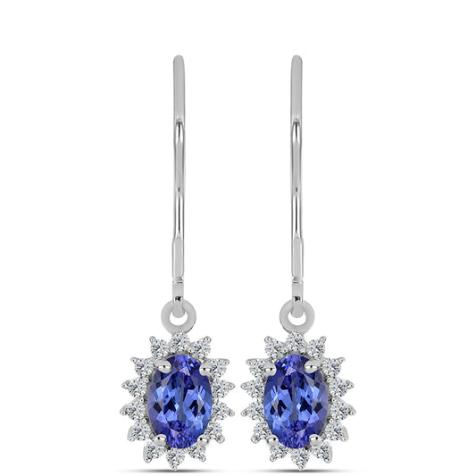 Brincos de Prata com Tanzanite e Topázio Branco