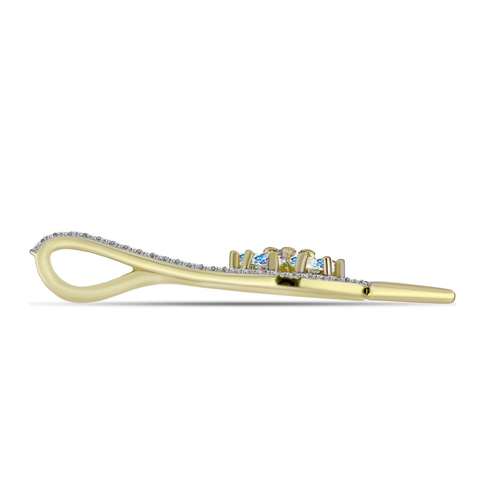 Pendente de Prata com Banho de Ouro com Moissanite efeito gelo e Topázio Branco