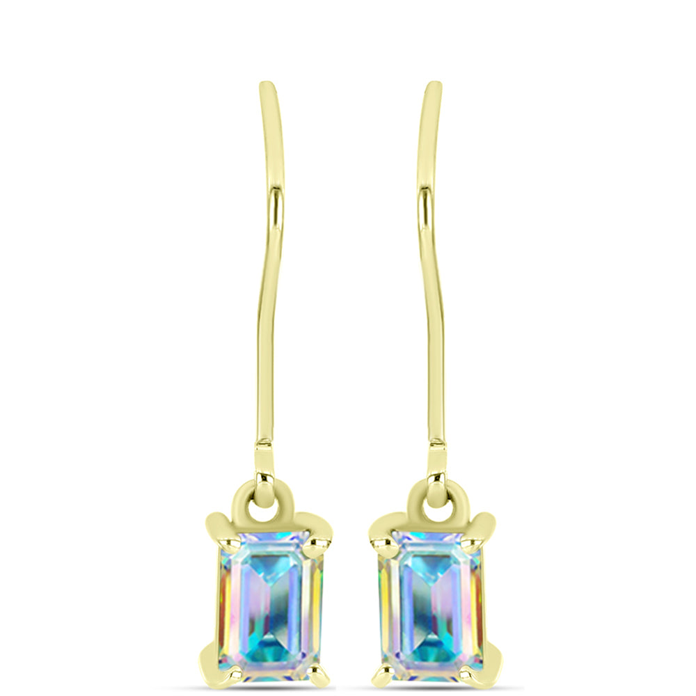 Brincos de Prata com Banho de Ouro com Moissanite efeito gelo