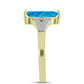 Anel de Prata com Banho de Ouro com Opala Azul Paraib da Etiópia e Topázio Branco  Contraste: Cabeca de Veado (800)