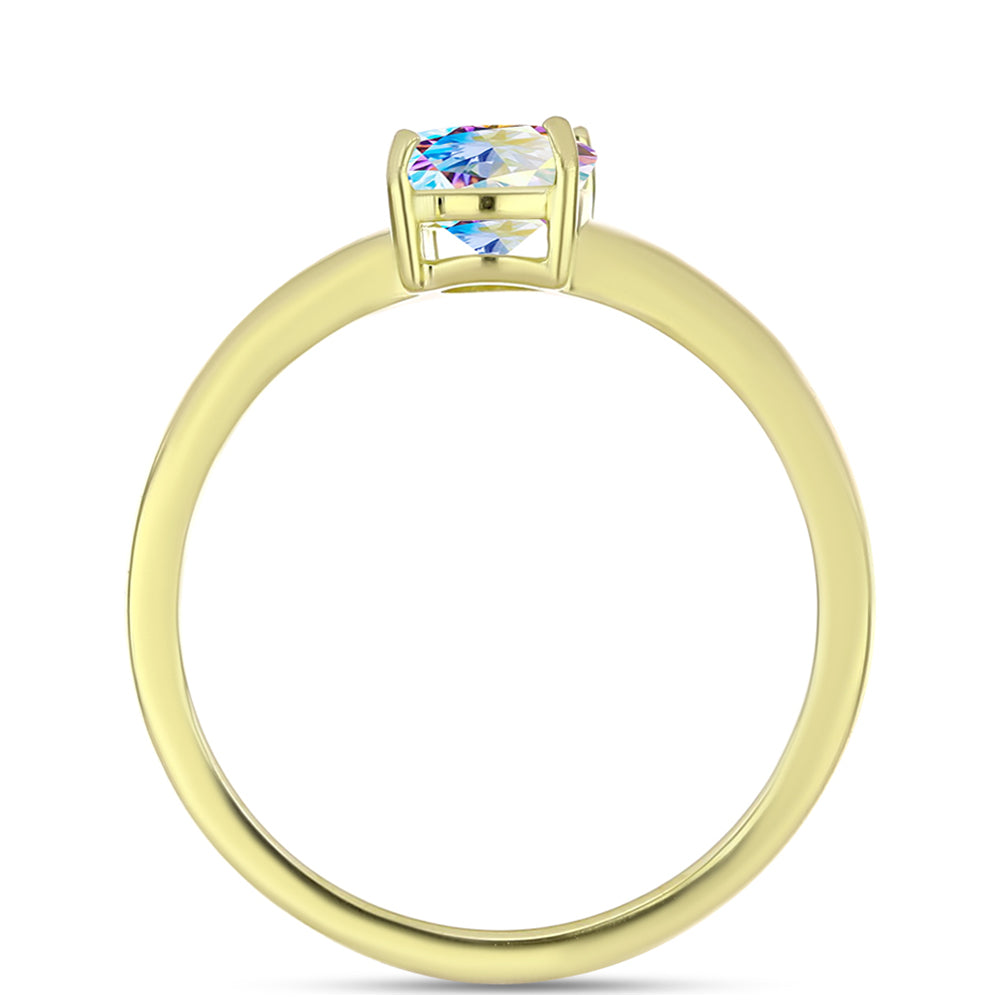 Anel de Prata com Banho de Ouro com Moissanite efeito gelo 2 