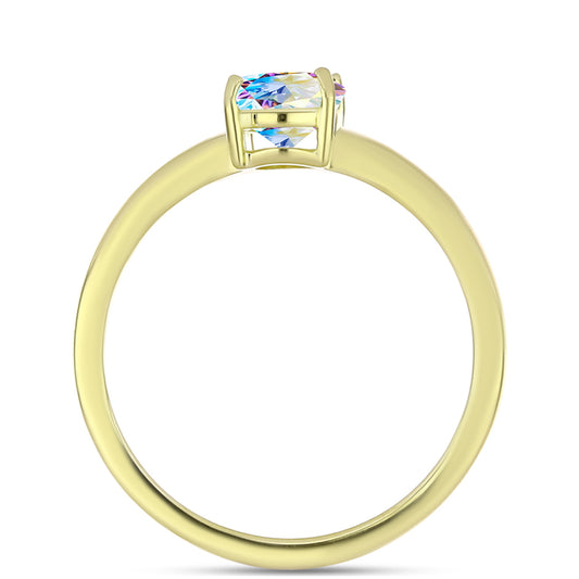 Anel de Prata com Banho de Ouro com Moissanite efeito gelo