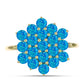 Anel de Prata com Banho de Ouro com Opala Azul Paraib da Etiópia  Contraste: Cabeca de Veado (800)