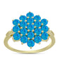 Anel de Prata com Banho de Ouro com Opala Azul Paraib da Etiópia  Contraste: Cabeca de Veado (800)