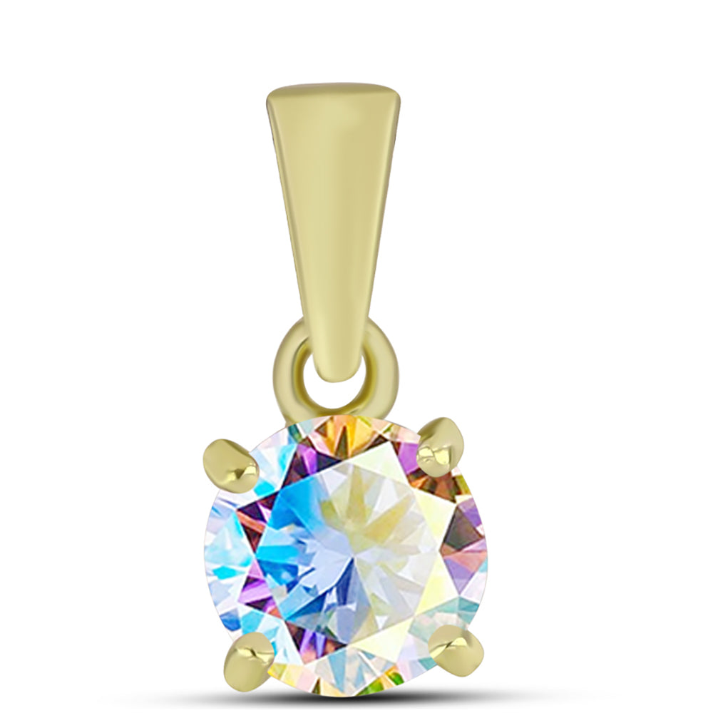 Pendente de Prata com Banho de Ouro com Moissanite efeito gelo 1 