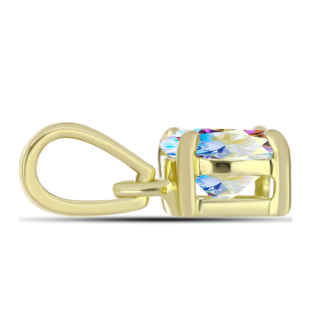 Pendente de Prata com Banho de Ouro com Moissanite efeito gelo 2 