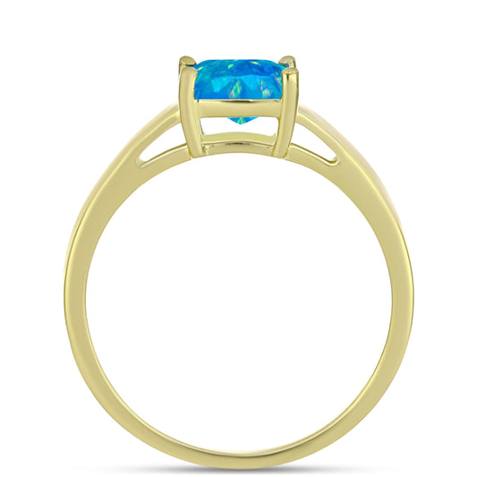 Anel de Prata com Banho de Ouro com Opala Azul Paraib da Etiópia