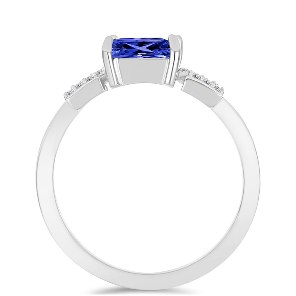 Anel de Prata com Tanzanite e Topázio Branco