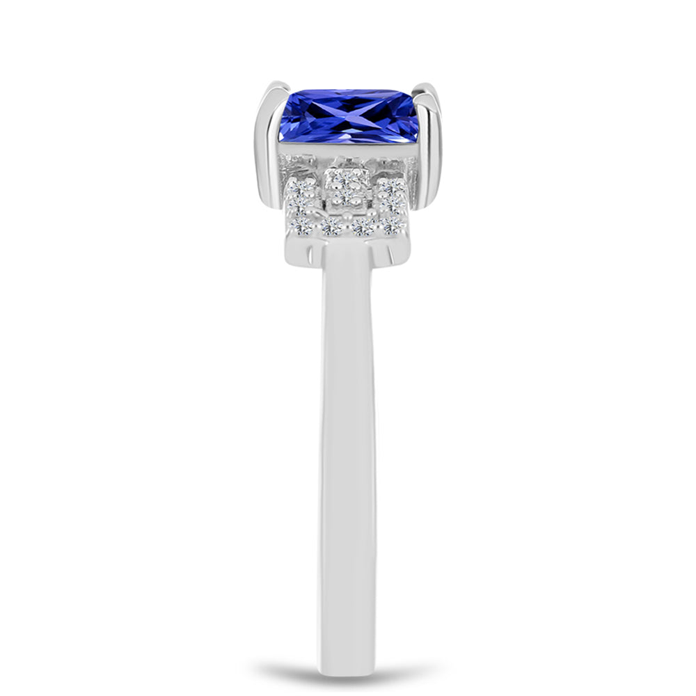 Anel de Prata com Tanzanite e Topázio Branco