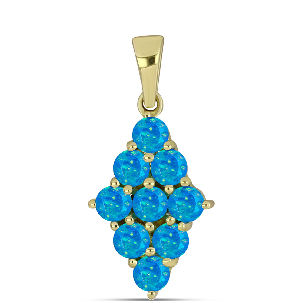 Pendente de Prata com Banho de Ouro com Opala Azul Paraib da Etiópia 1 