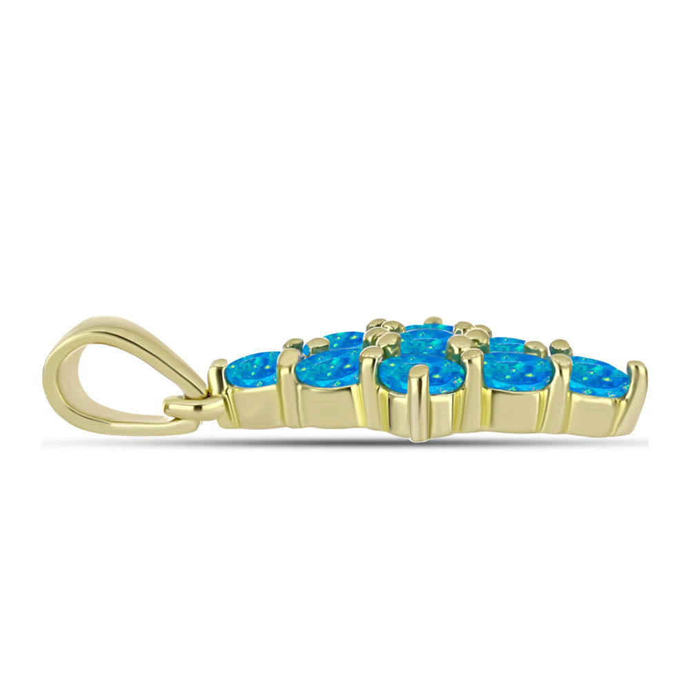 Pendente de Prata com Banho de Ouro com Opala Azul Paraib da Etiópia
