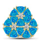 Anel de Prata com Banho de Ouro com Opala Azul Paraib da Etiópia e Topázio Branco  Contraste: Cabeca de Veado (800)