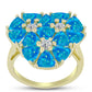 Anel de Prata com Banho de Ouro com Opala Azul Paraib da Etiópia e Topázio Branco  Contraste: Cabeca de Veado (800)