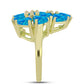 Anel de Prata com Banho de Ouro com Opala Azul Paraib da Etiópia e Topázio Branco  Contraste: Cabeca de Veado (800)