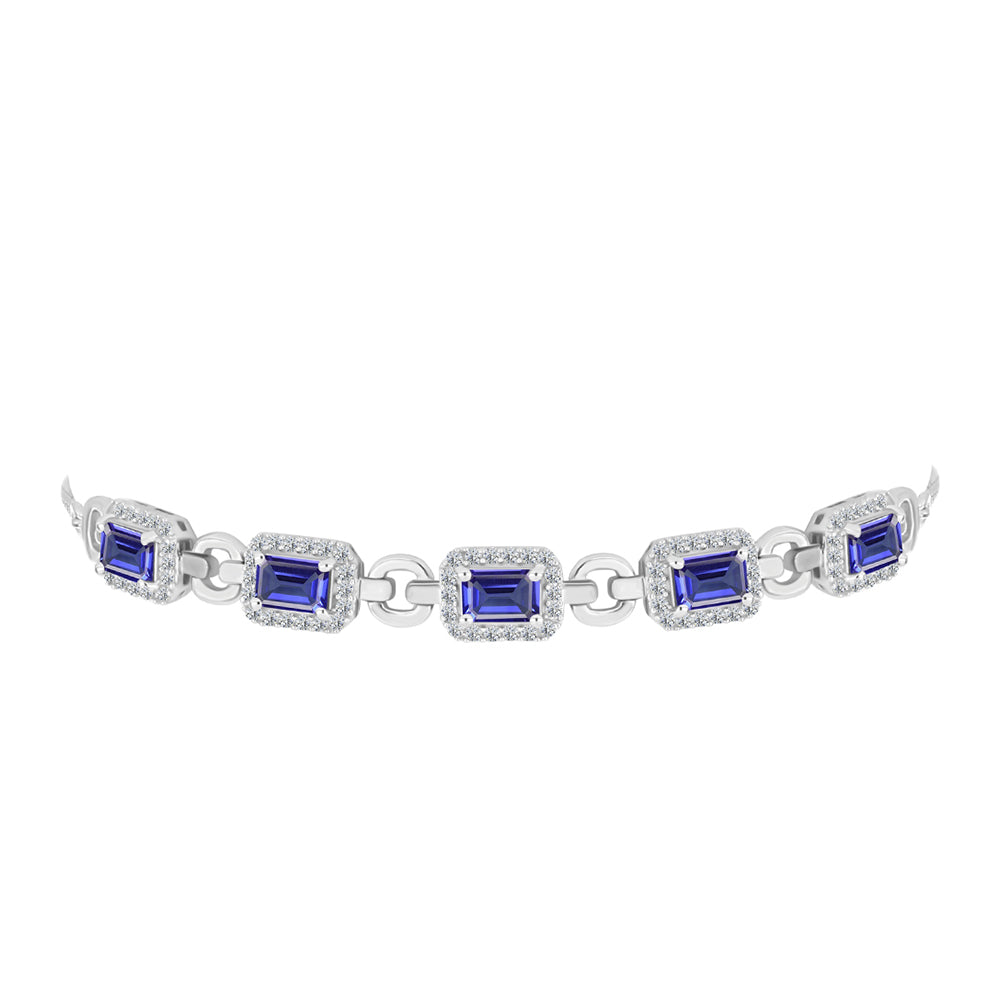 Pulseira de Prata com Tanzanite e Topázio Branco  Contraste: Cabeca de Veado (800) 2 
