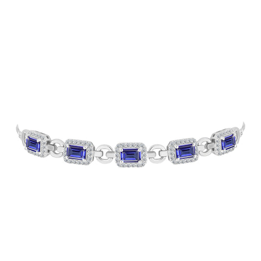 Pulseira de Prata com Tanzanite e Topázio Branco  Contraste: Cabeca de Veado (800)