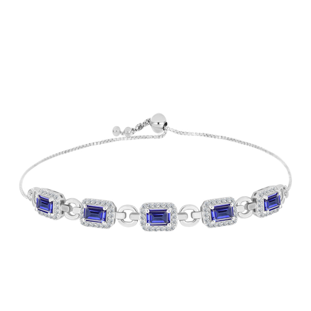 Pulseira de Prata com Tanzanite e Topázio Branco  Contraste: Cabeca de Veado (800) 1 