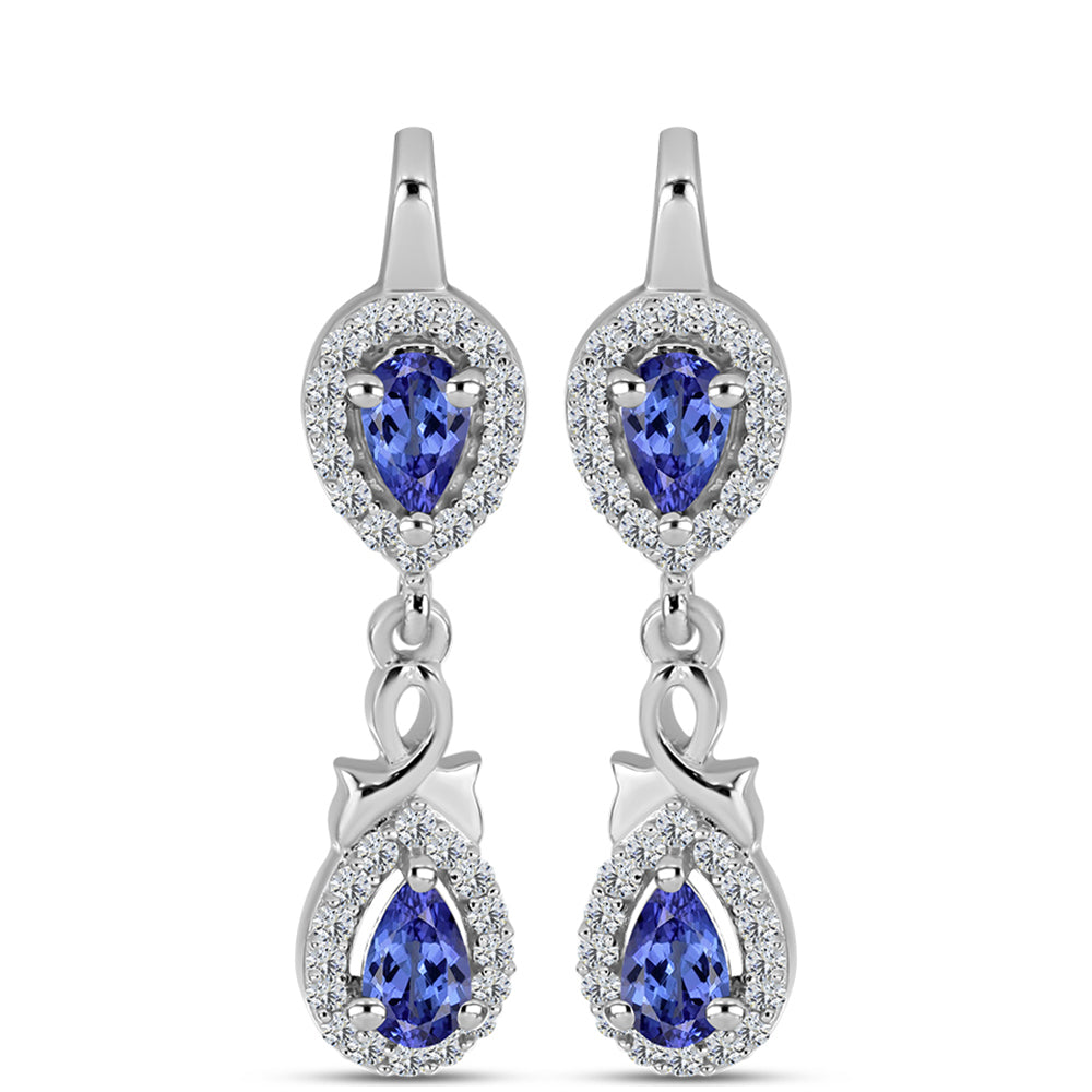 Brincos de Prata com Tanzanite e Topázio Branco 1 