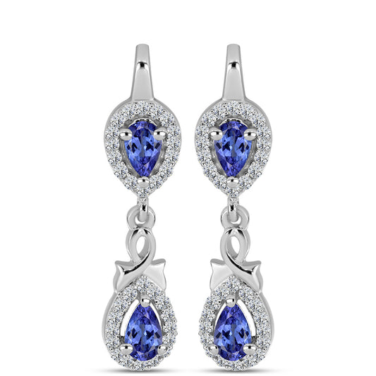 Brincos de Prata com Tanzanite e Topázio Branco