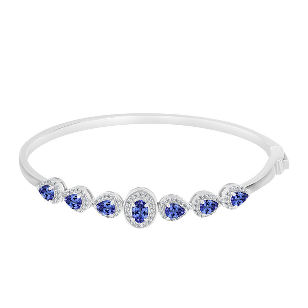 Pulseira de Prata com Tanzanite e Topázio Branco  Contraste: Cabeca de Veado (800)