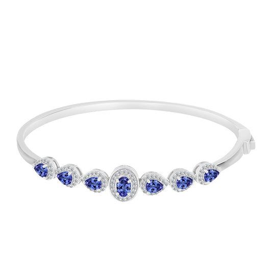 Pulseira de Prata com Tanzanite e Topázio Branco  Contraste: Cabeca de Veado (800)