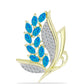 Alfinete de Prata com Banho de Ouro com Opala Azul Paraib da Etiópia e Topázio Branco  Contraste: Cabeca de Veado (800)
