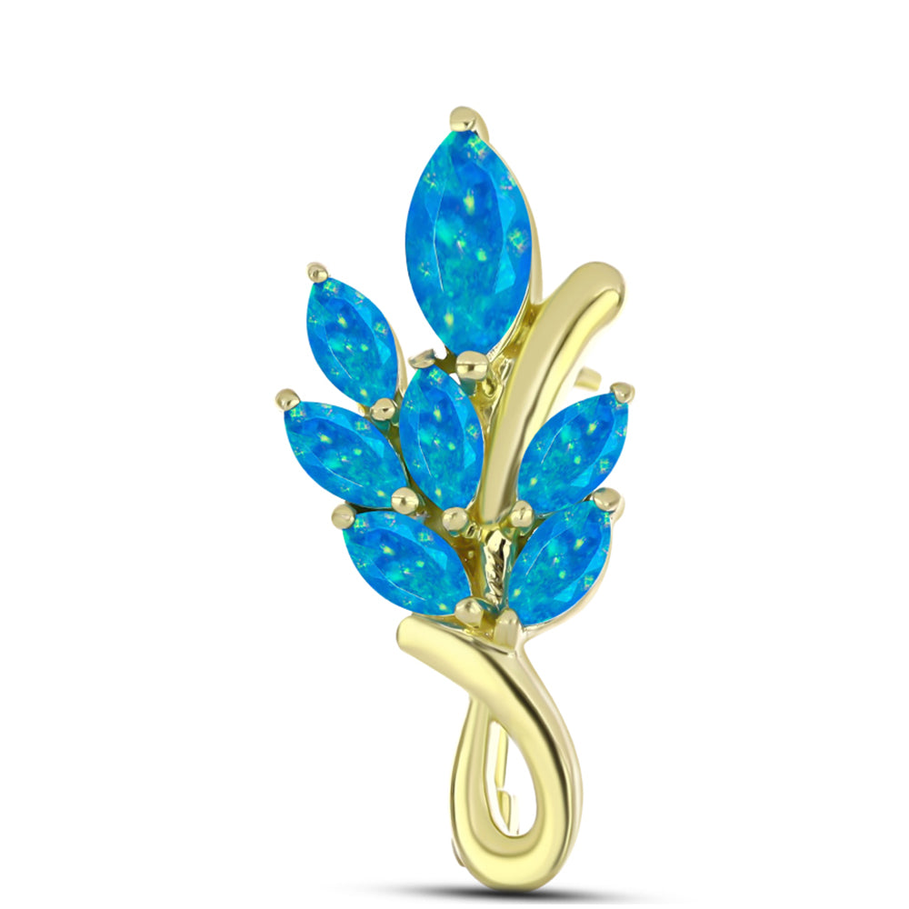 Alfinete de Prata com Banho de Ouro com Opala Azul Paraib da Etiópia 1 