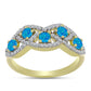 Anel de Prata com Banho de Ouro com Opala Azul Paraib da Etiópia e Topázio Branco  Contraste: Cabeca de Veado (800)