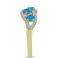 Anel de Prata com Banho de Ouro com Opala Azul Paraib da Etiópia e Topázio Branco  Contraste: Cabeca de Veado (800)