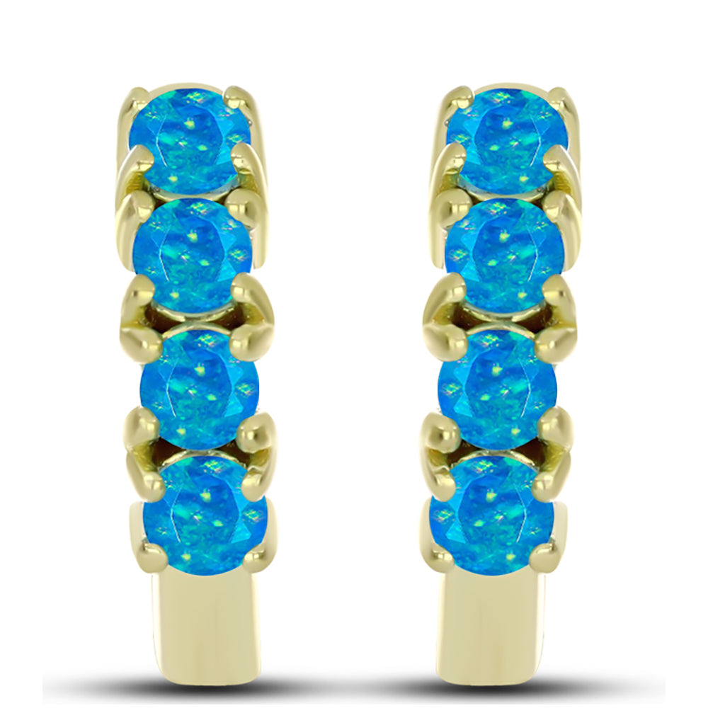 Brincos de Prata com Banho de Ouro com Opala Azul Paraib da Etiópia 1 