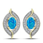 Brincos de Prata com Banho de Ouro com Opala Azul Paraib da Etiópia e Topázio Branco