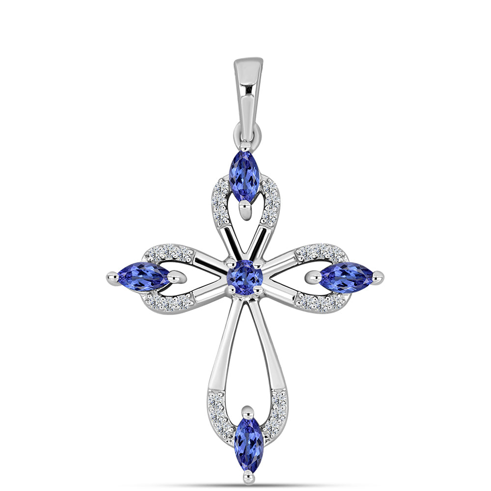 Cruz Pendente de Prata com Tanzanite