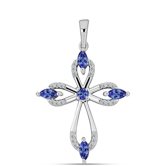 Cruz Pendente de Prata com Tanzanite