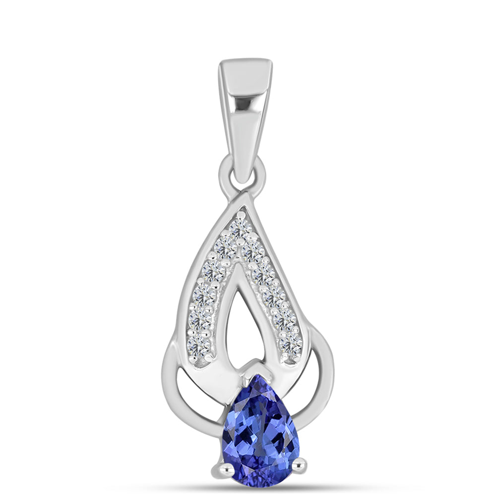 Pendente de Prata com Tanzanite e Topázio Branco