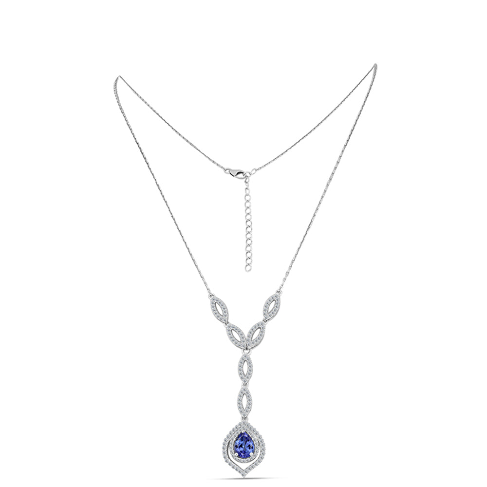Colar de Prata com Tanzanite e Topázio Branco  Contraste: Cabeca de Veado (800) 1 