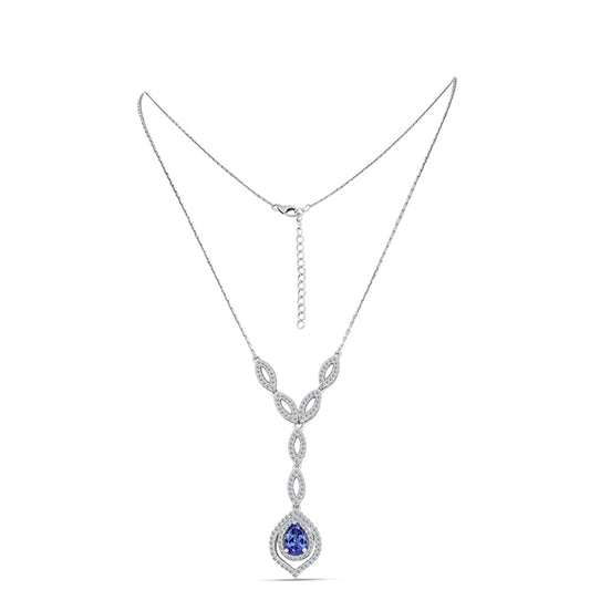Colar de Prata com Tanzanite e Topázio Branco  Contraste: Cabeca de Veado (800)
