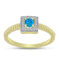 Anel de Prata com Banho de Ouro com Opala Azul Paraib da Etiópia e Topázio Branco
