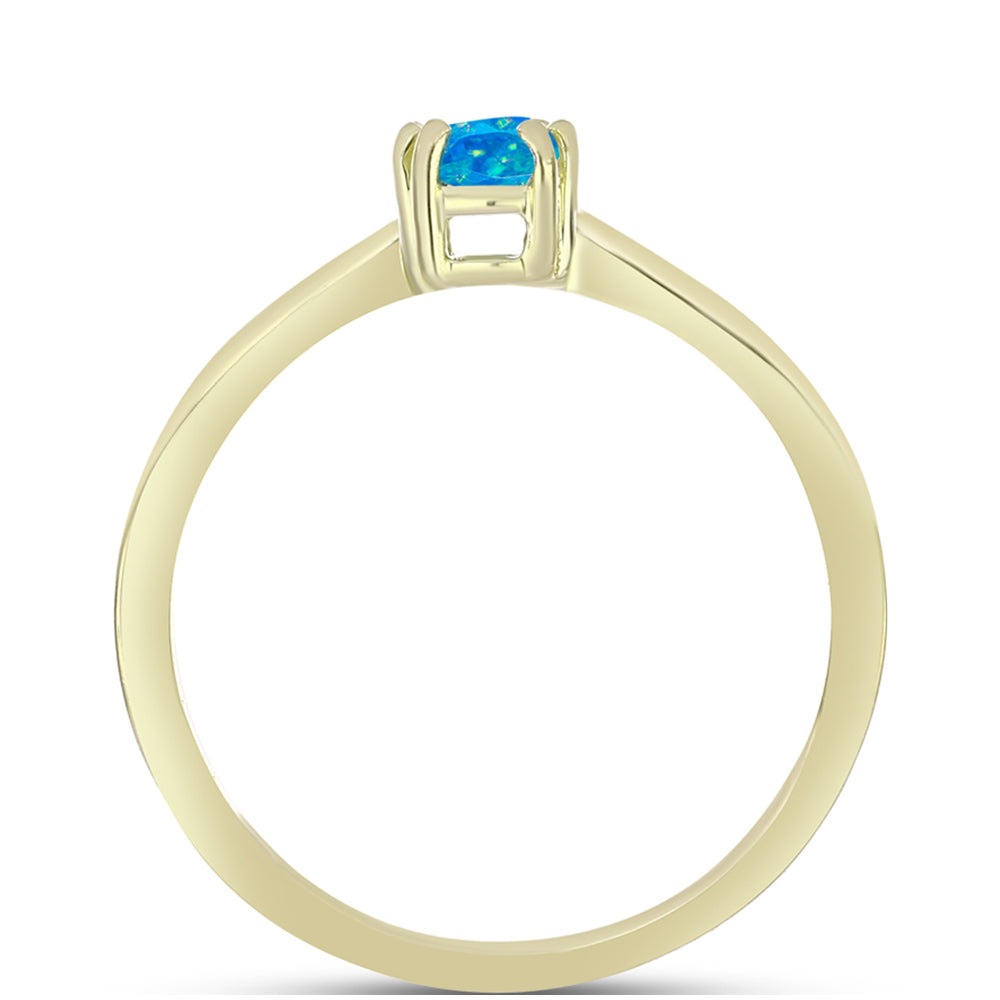 Anel de Prata com Banho de Ouro com Opala Azul Paraib da Etiópia