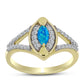 Anel de Prata com Banho de Ouro com Opala Azul Paraib da Etiópia e Topázio Branco  Contraste: Cabeca de Veado (800)