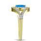 Anel de Prata com Banho de Ouro com Opala Azul Paraib da Etiópia e Topázio Branco  Contraste: Cabeca de Veado (800)